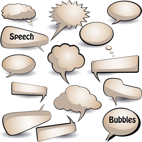 speech bubbles icons colored flat shapes