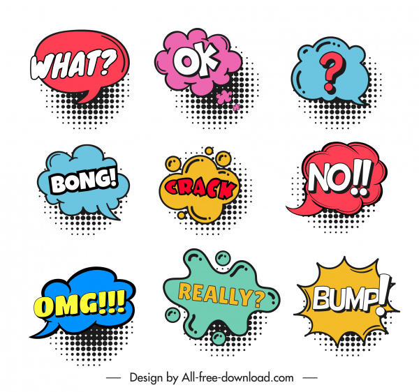speech bubbles templates dynamic colorful handdrawn shapes