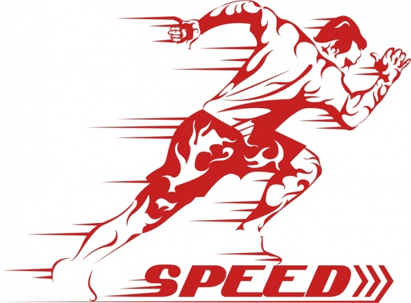 speed background powerful running man icon red design