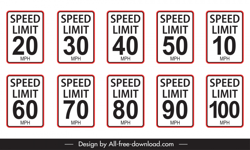 speed limit sign board template flat vertical rectangular shapes