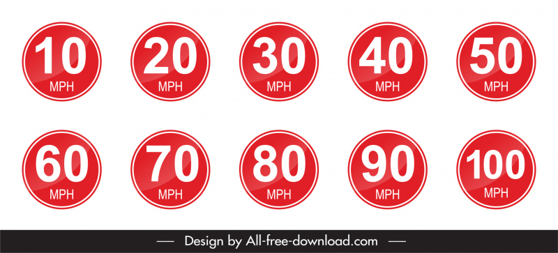 speed limit sign board templates flat circle texts number design  