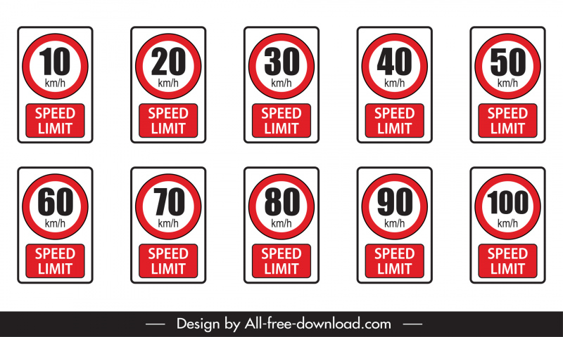 speed limit sign board templates flat geometric shapes outline  