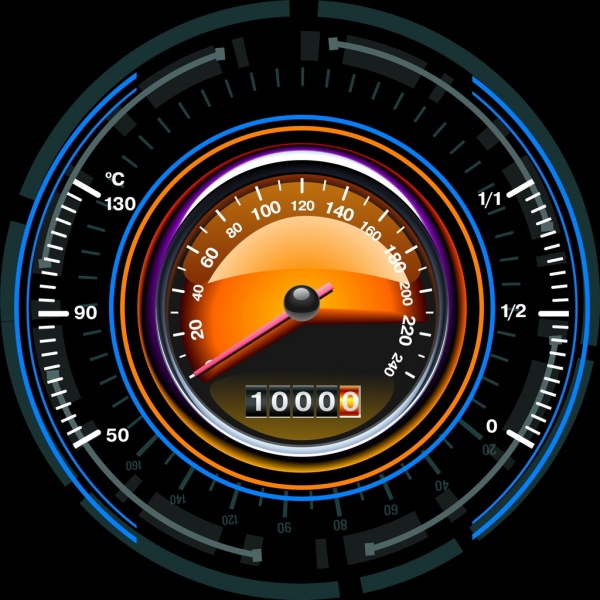 speedometer icon shiny colored flat round design