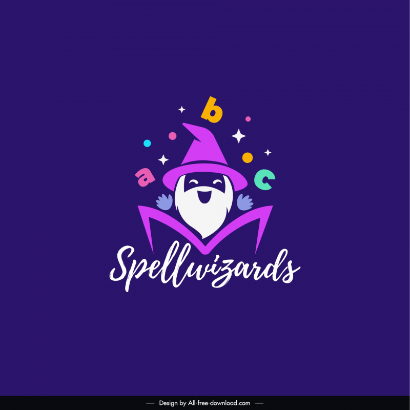 spellwizards logo template funny dynamic old man face 