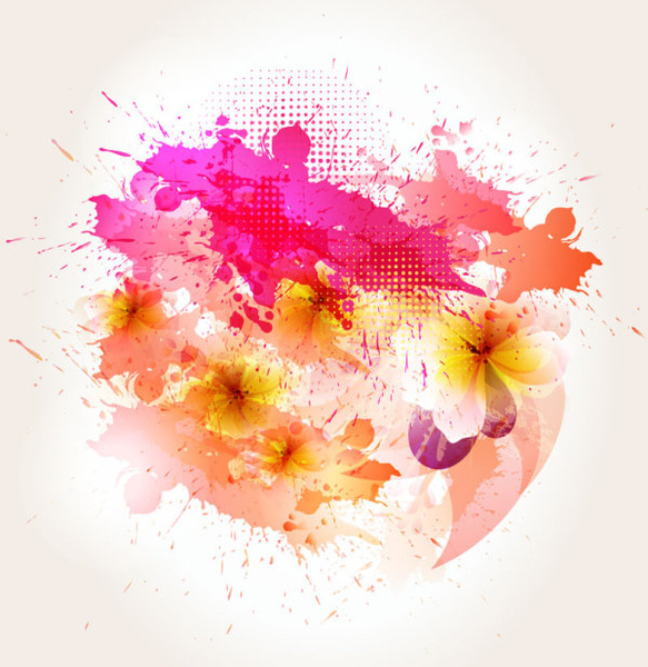 splash color flower backgrounds vector