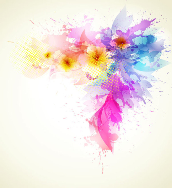 splash color flower backgrounds vector