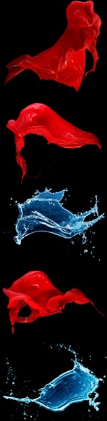splash of red and blue pigments definition picture