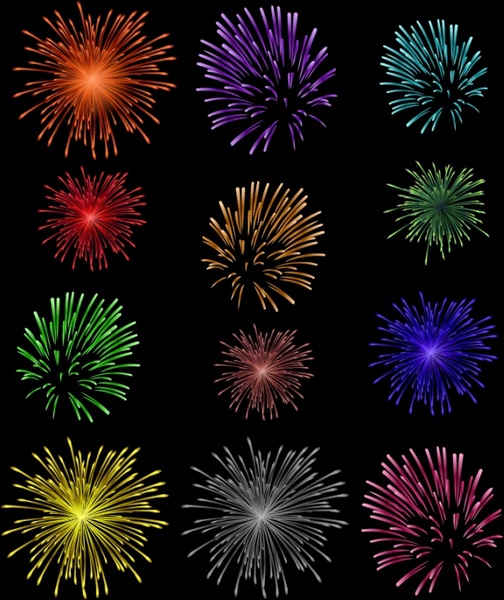 fireworks background template dark colorful explosion design