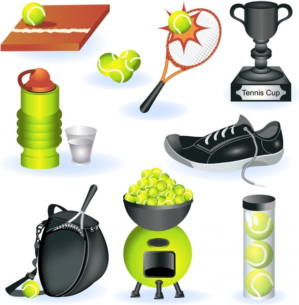 tennis sports design elements colored modern objects sketch