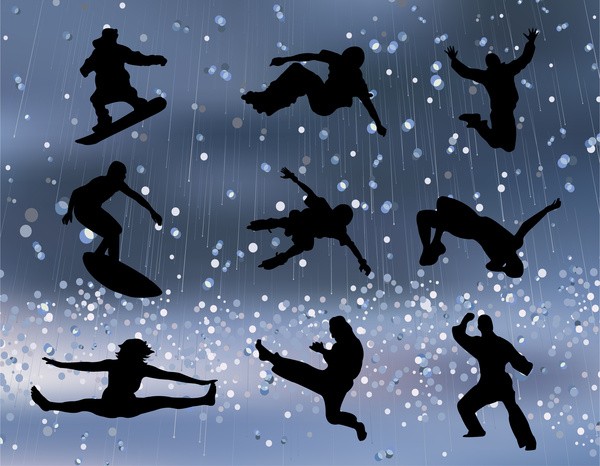 sports promotion silhouettes illustration on bokeh background