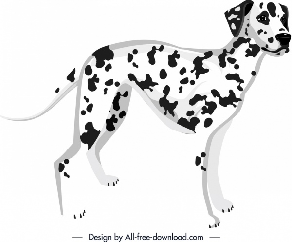 spotted dog icon black white decor cartoon character