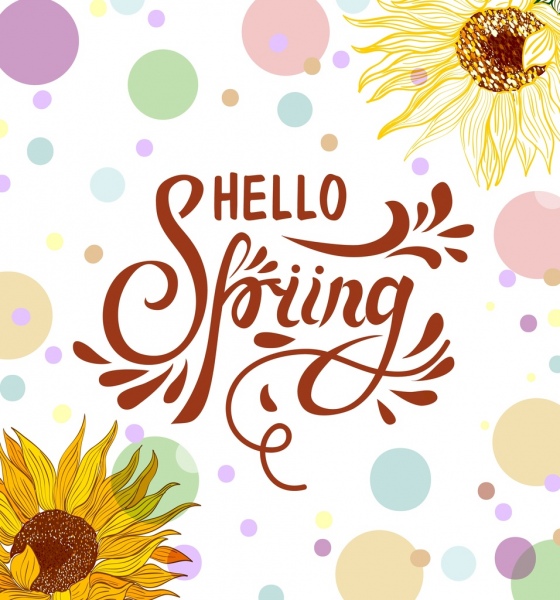 spring banner sunflowers colorful circles ornament