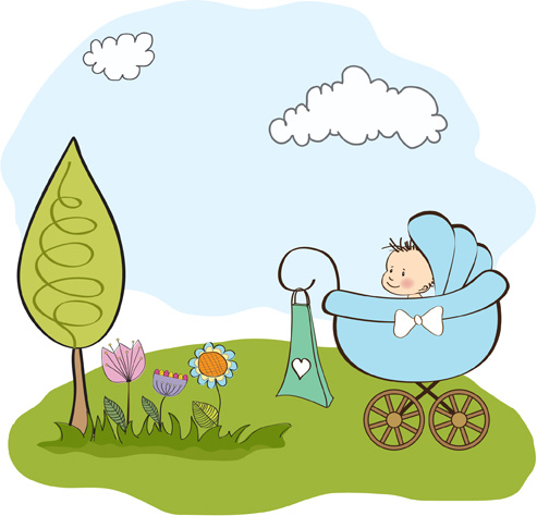 spring cute baby cards vector