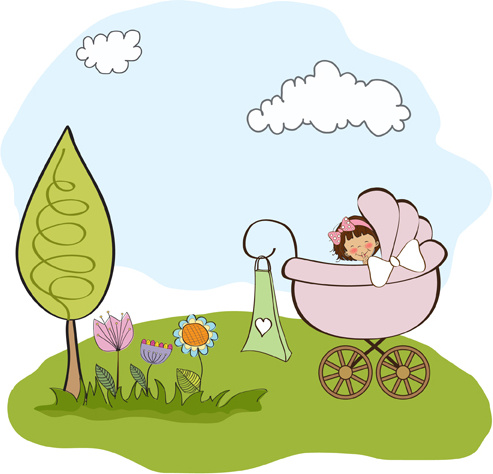 spring cute baby cards vector