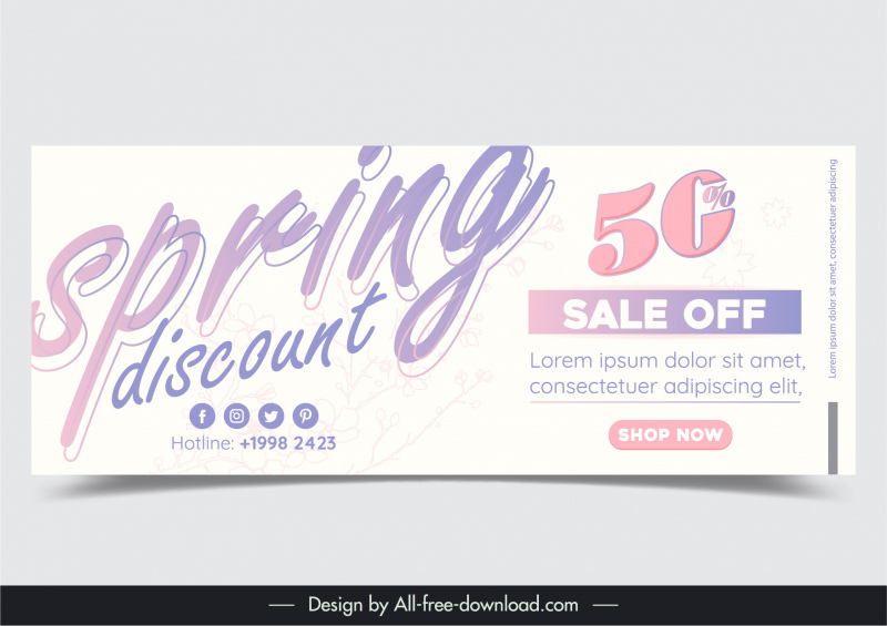 spring discount banner elegant flat texts design