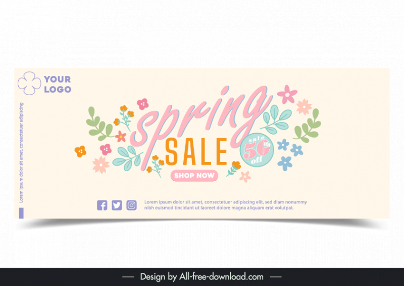 spring discount banner template elegant dynamic flowers