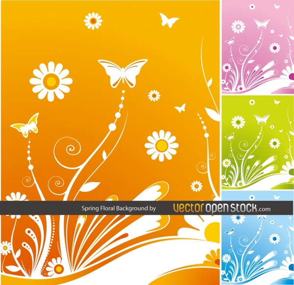 spring floral background collection various colored types
