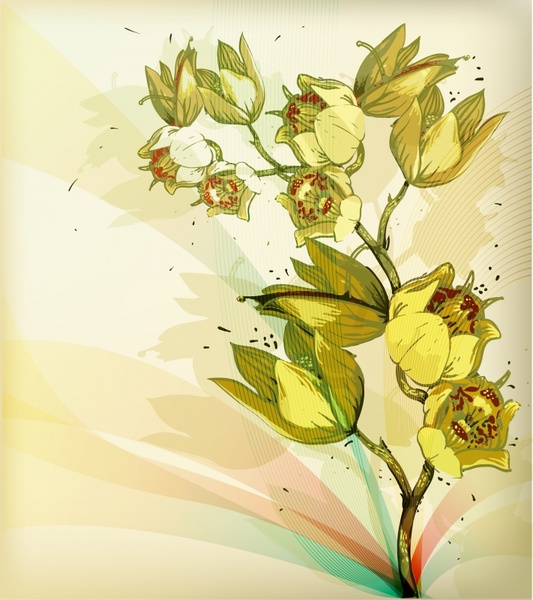 flower painting blooming sketch classic handdrawn design