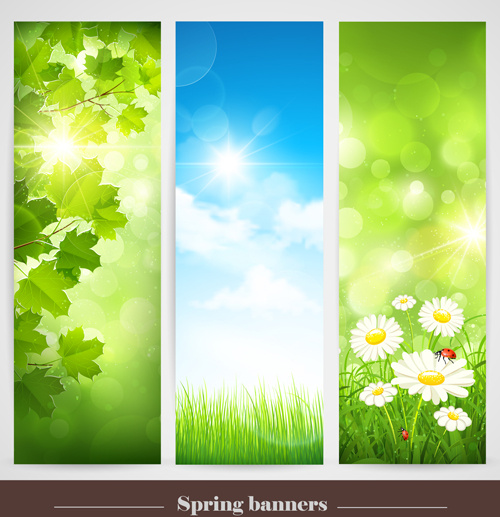 spring natural banners vector set