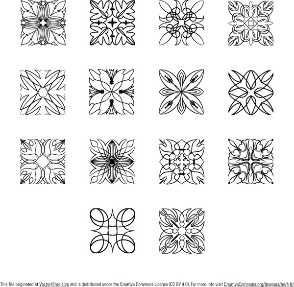 square ornaments vector pack
