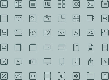 square outline icons set