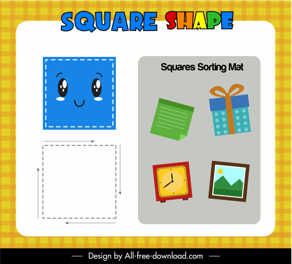 square shape game template colorful flat cute design
