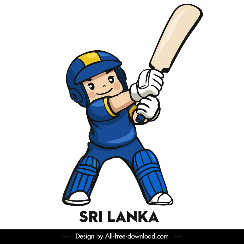 sri lanka cricket team icon cute dynamic cartoon sketch