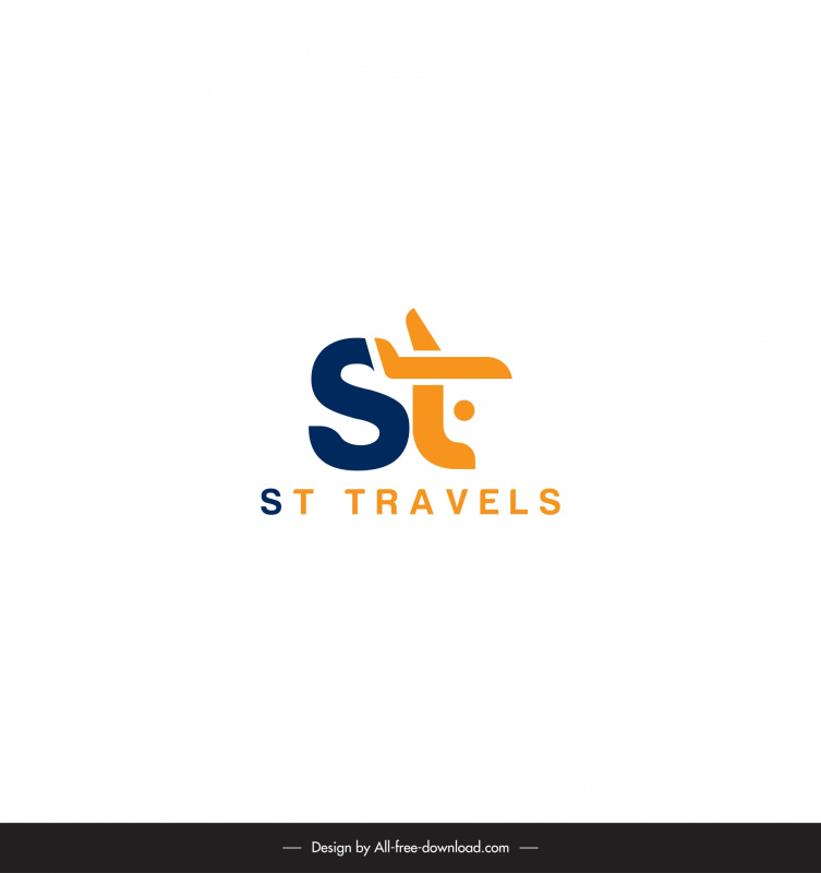 st logo for travels template stylized text airplane