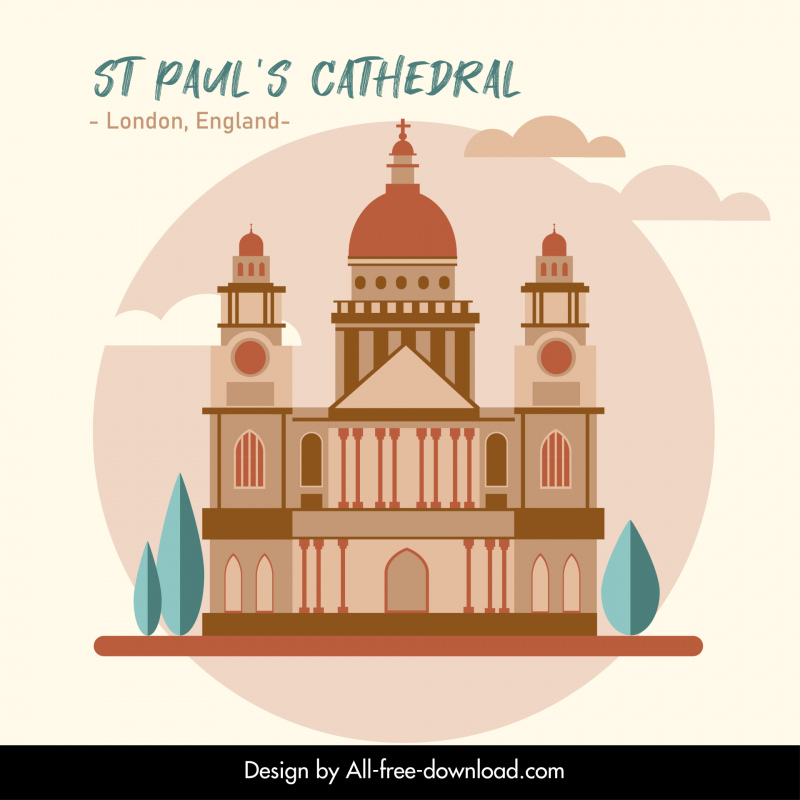 st pauls cathedral  landmark advertising banner elegant symmetric classical sketch