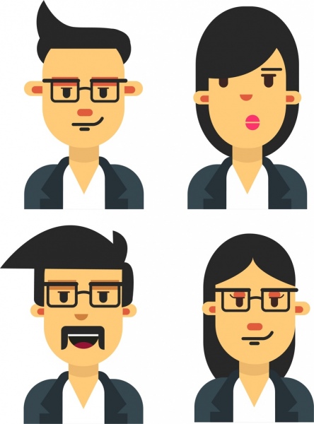 staff lifestyles icons portrait avatars colored cartoon design