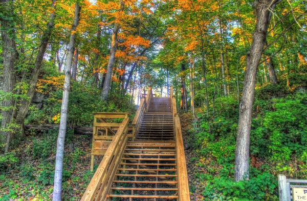 stairway at apple river canyon state park illinois 