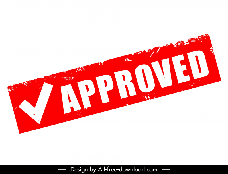 stamp approved sign template retro rectangular checked shape