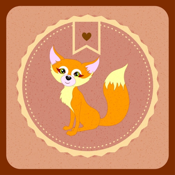 stamp icon cute cartoon fox decoration