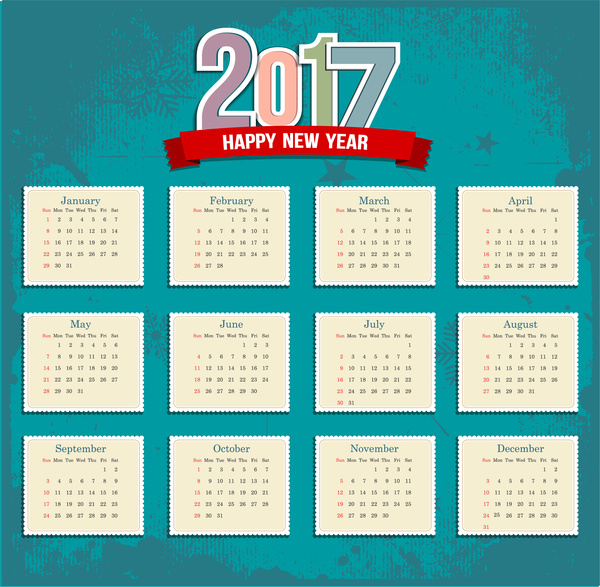 stamp style 2017 calendar templates