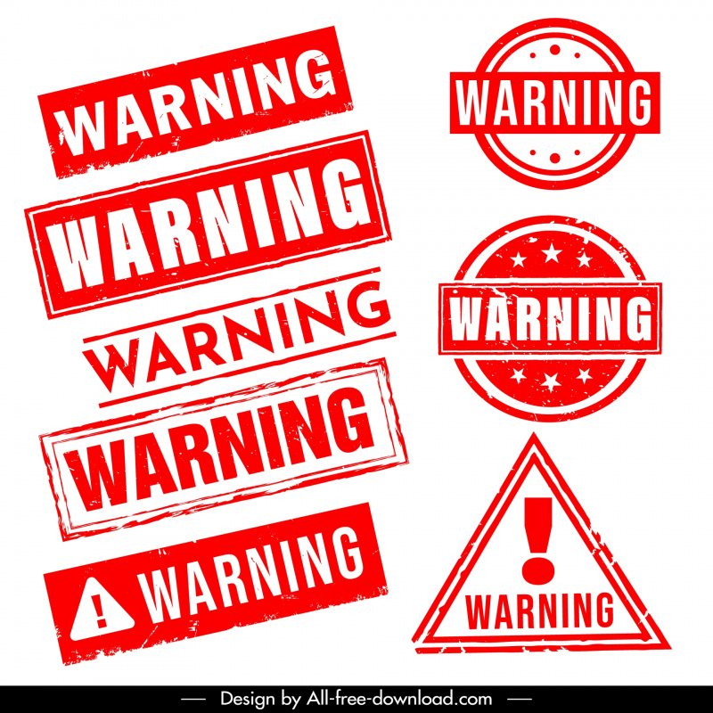 stamp warning signs templates retro geometric shapes