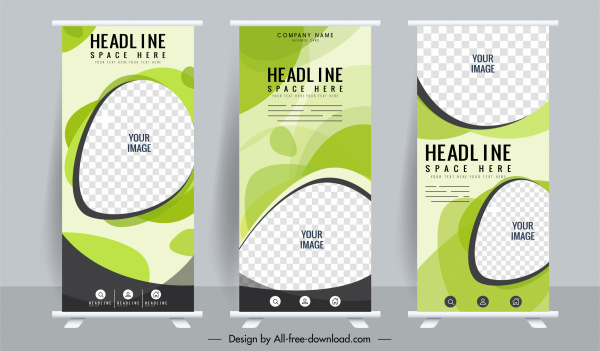 standee banner templates elegant green checkered decor