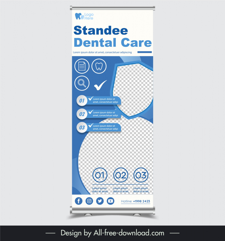 standee dental care template elegant flat checkered circles shield 