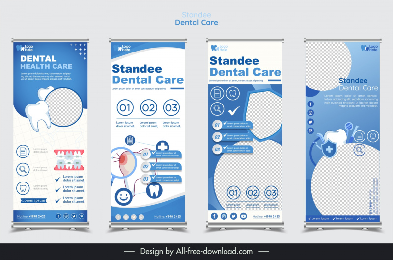 standee dental care templates collection modern checkered dentistry elements