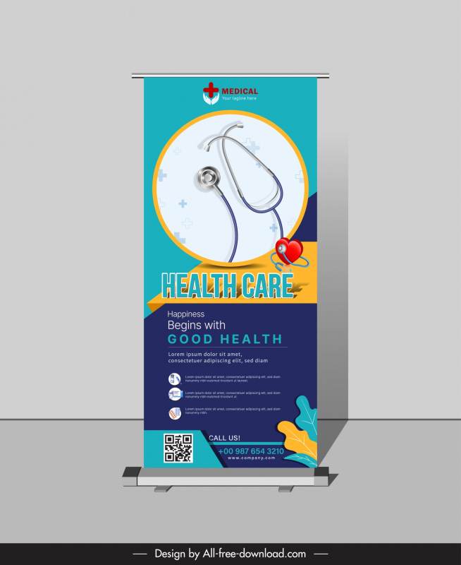 standee medical healthcare template heart circle stethoscope