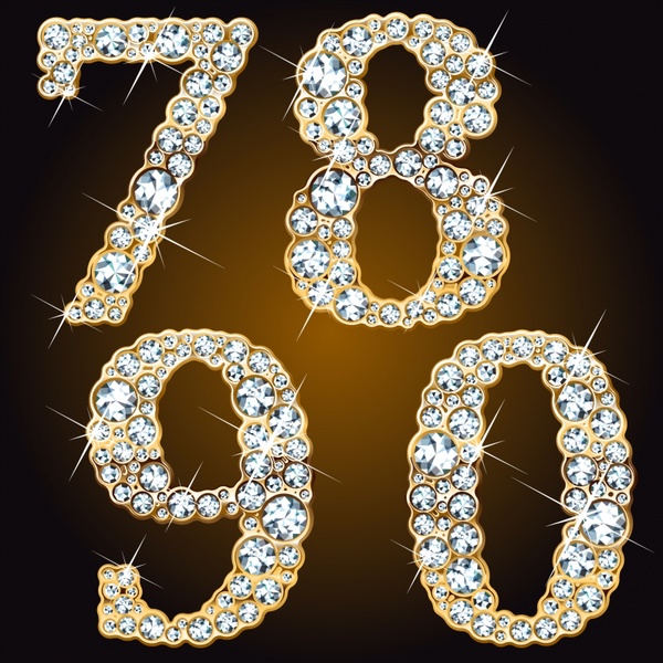 gems digits icons gorgeous sparkling diamond decor