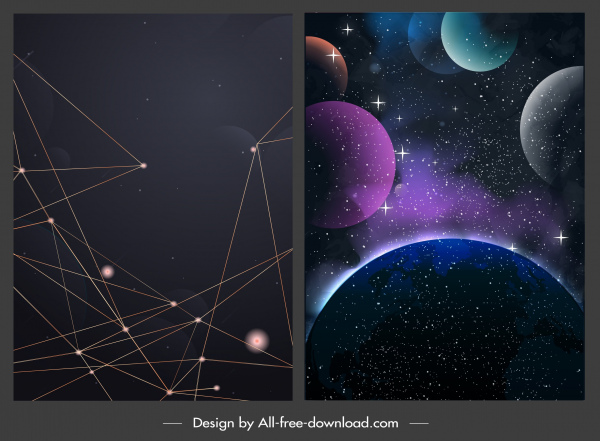 stars background templates dark modern connection planets sketch
