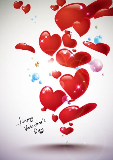 valentine day banner floating red hearts modern design