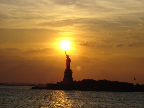 statue of liberty new york city sunset