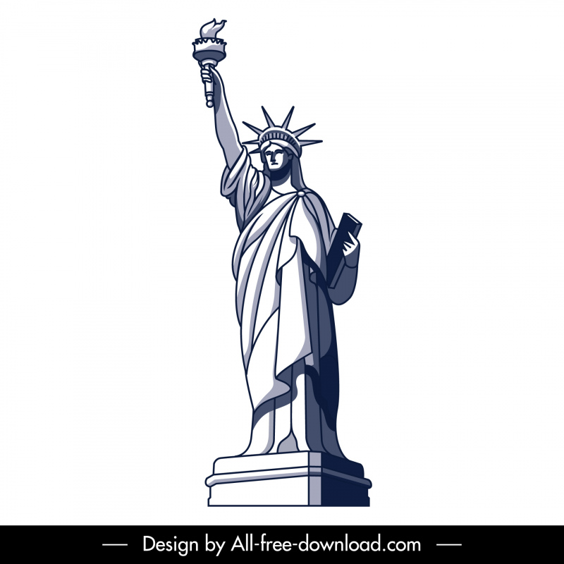 statue of liberty sign icon 3d handdrawn outline