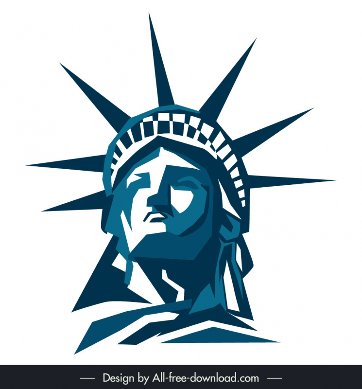 statue of liberty sign icon 3d silhouette geometric outline
