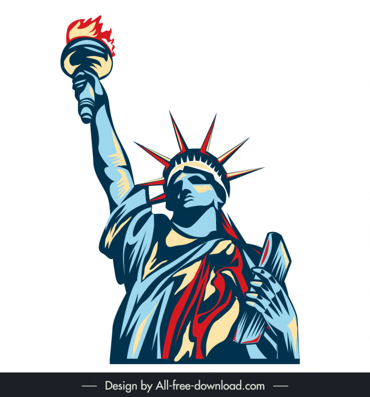 statue of liberty sign icon classical grunge handdrawn outline