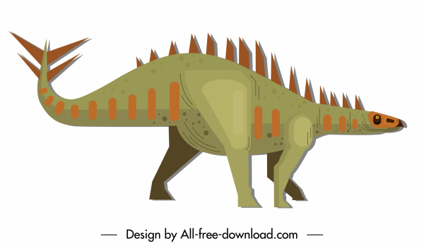 stegosaurus dinosaur icon colored cartoon sketch