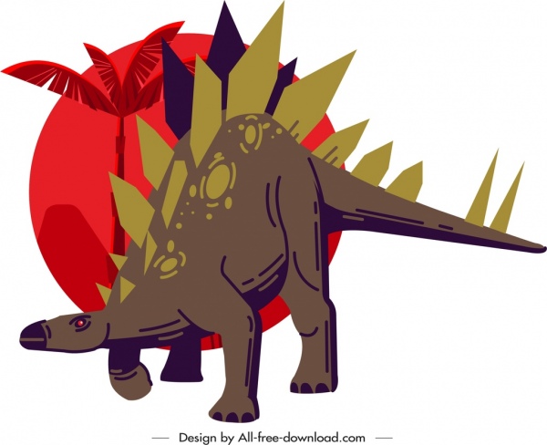 stegosaurus dinosaur icon dark classical cartoon sketch