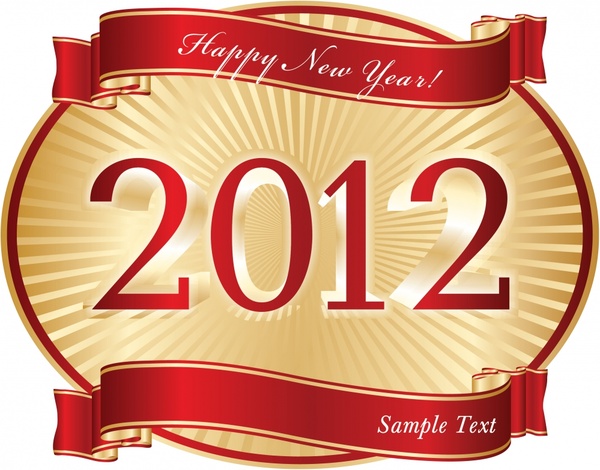 2012 new year label template elegant shiny decor