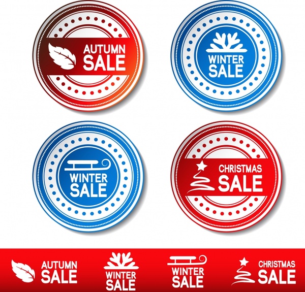 seasonal sale sticker templates circle elegant flat symbols